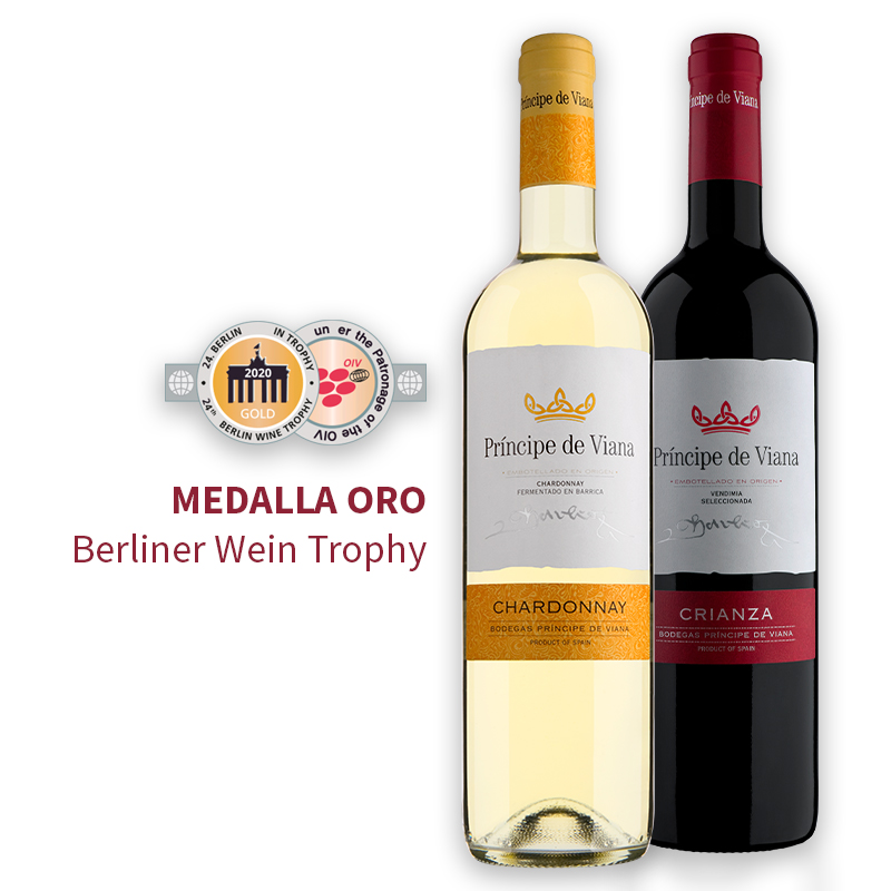 Príncipe de Viana Crianza 2016 y Chardonnay 2019 Medalla de Oro Berliner Wein Trophy
