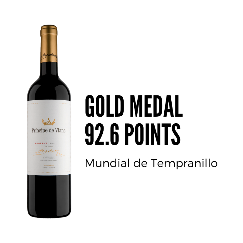 Príncipe de Viana Reserva 2014 92.6 points + GOLD Concurso Mundial de Tempranillo