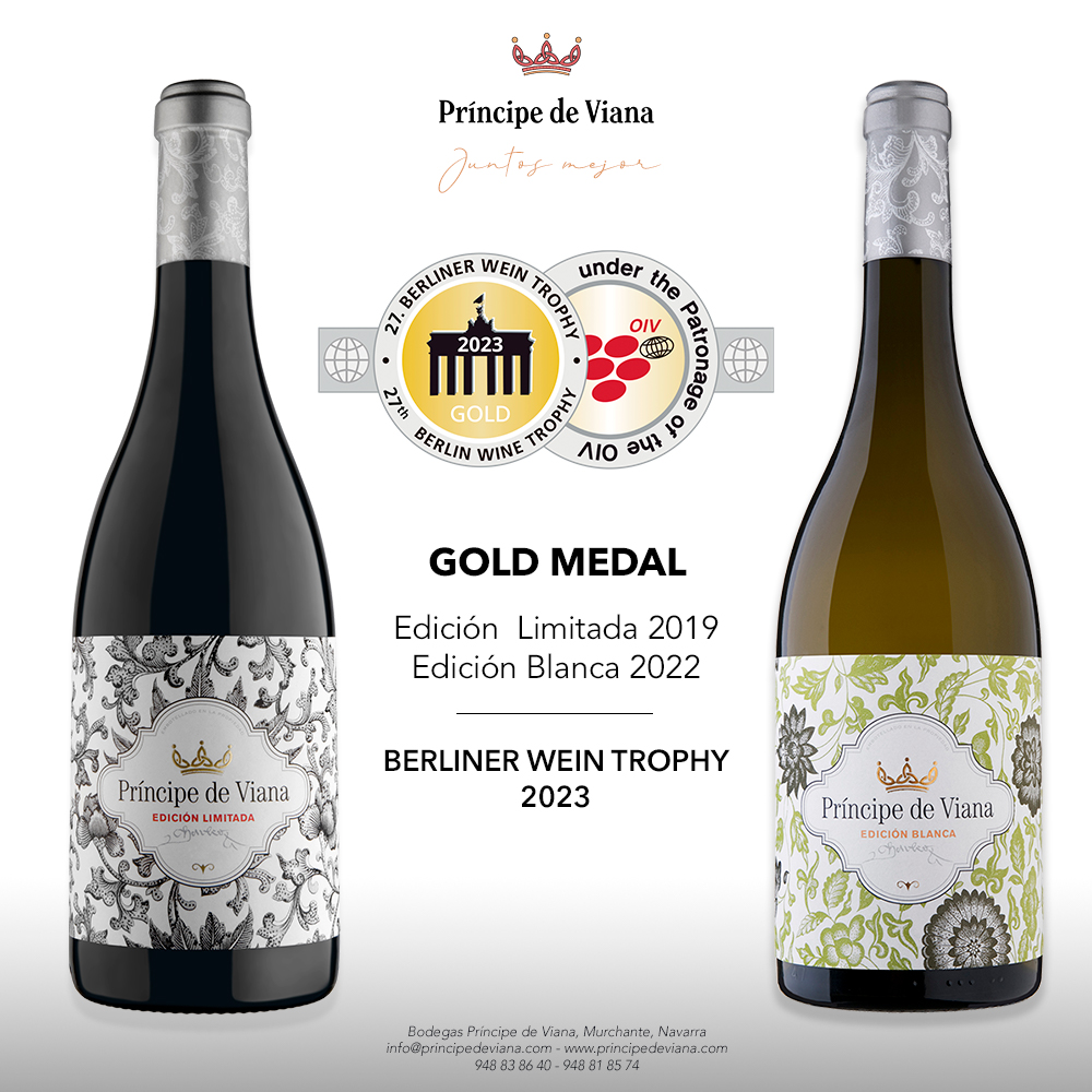 Príncipe de Viana Edición Limitada and Edición Blanca receive gold medals in Berliner Wein Trophy